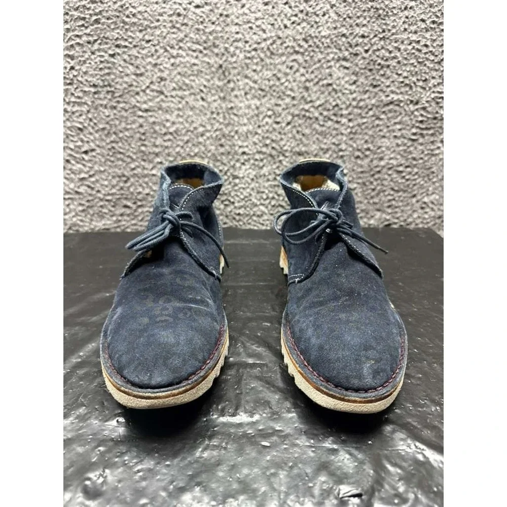 Paul Smith Jeans Suede Leather‎ Lace-Up Chukka Boot Navy Blue Mens Size 41 EU